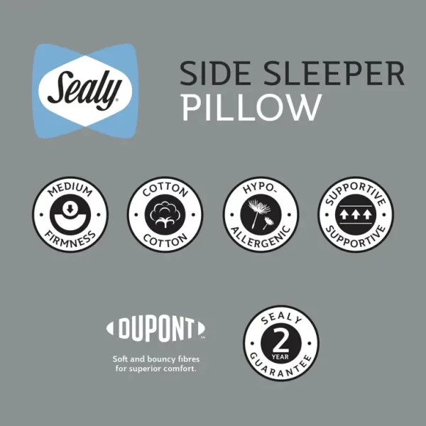 Sealy Side Sleeper Fibre Medium Support Pillow (Pack of 2) - Image 4